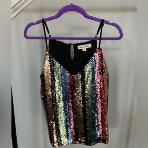 Vine and Love Sequined Tank/Camisole. Beautiful Colors- Size Medium